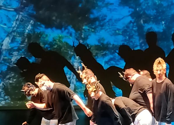 Photo de la scène avec des jeunes adultes pendant leur représentation lors du spectacle "Les invisibles" dans le Cher